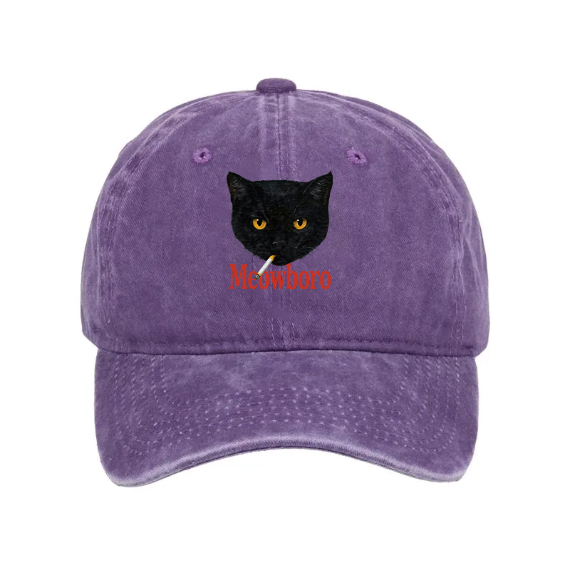 Modecanvas Smoking Black Cat Vintage Washed Cap-modecanvas