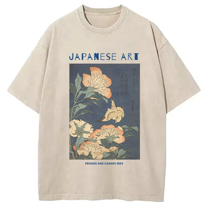 Modecanvas Peonies and Cherry Washed T-Shirt