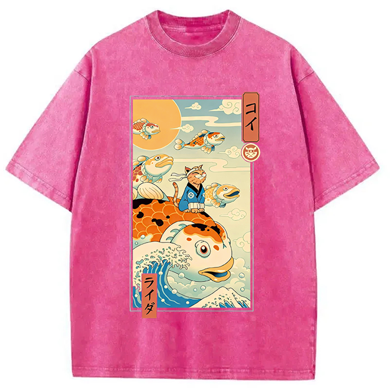 Modecanvas Flying Carp Rider DTG Printing Washed T-Shirt