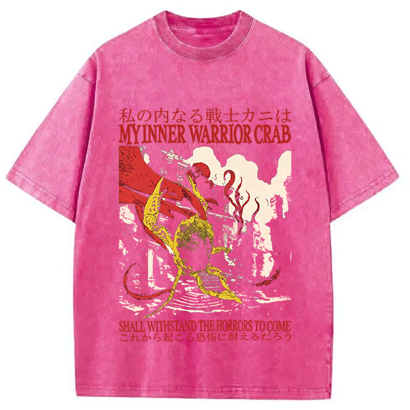 Modecanvas My Inner Warrior Crab Funny DTG Printing Washed T-Shirt