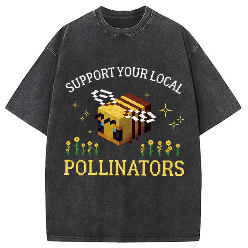 Modecanvas Support Your Local Pollinators DTG Printing Washed T-Shirt