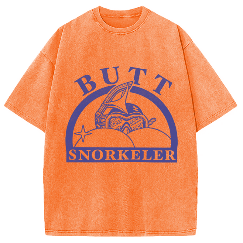 Modecanvas Butt Snorkeler Funny Diving Meme DTG Printing Washed T-Shirt