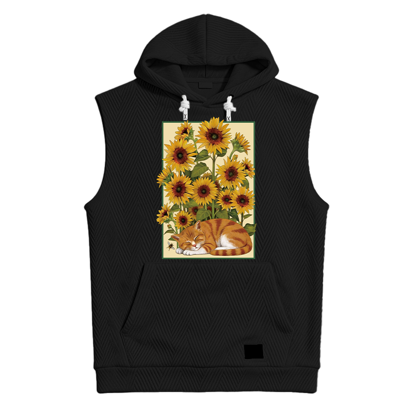 Modecanvas Sunflower Orange Cat Hooded Tank