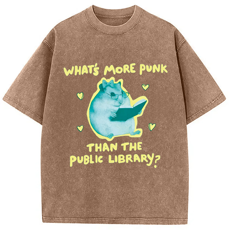 Modecanvas Public Library Rat Punk DTG Printing Washed T-Shirt