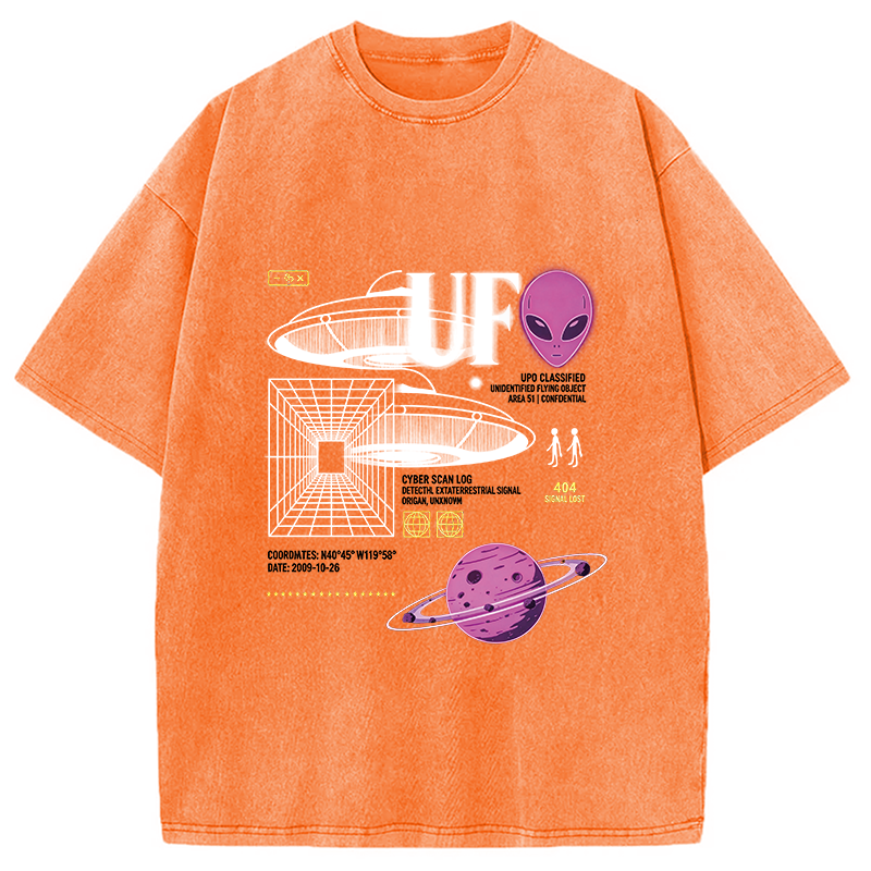 Modecanvas Cosmic Signal Alien Archive DTG Printing Washed T-Shirt