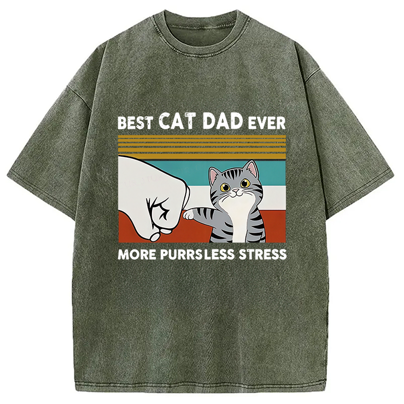 Modecanvas Funny Cat Dad Washed T-Shirt