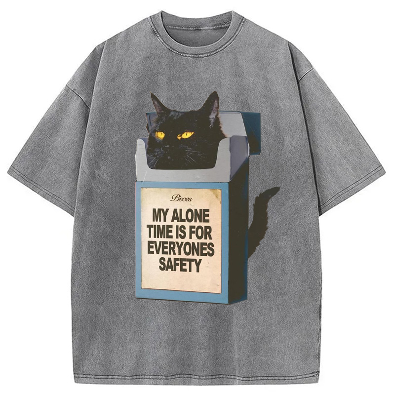 Modecanvas My Alone Time Is For Everyone Safety Meme Washed T-Shirt