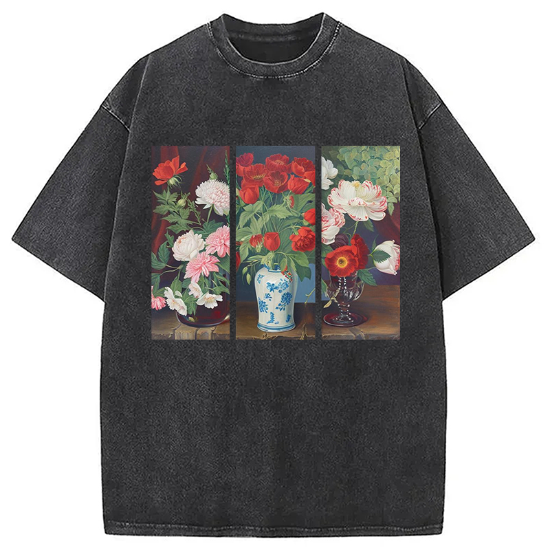 Modecanvas Van Gogh Flower Washed T-Shirt