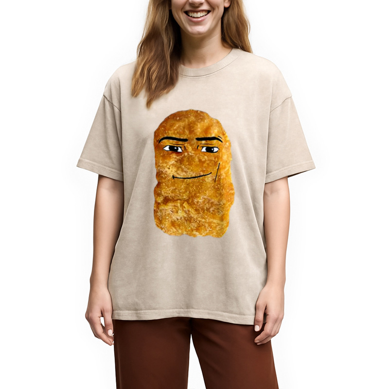 Modecanvas Chicken Nugget Meme Washed T-Shirt