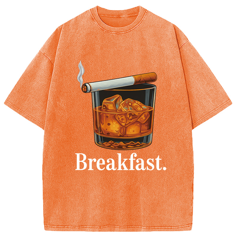 Modecanvas Breakfast Funny Meme Washed T-Shirt