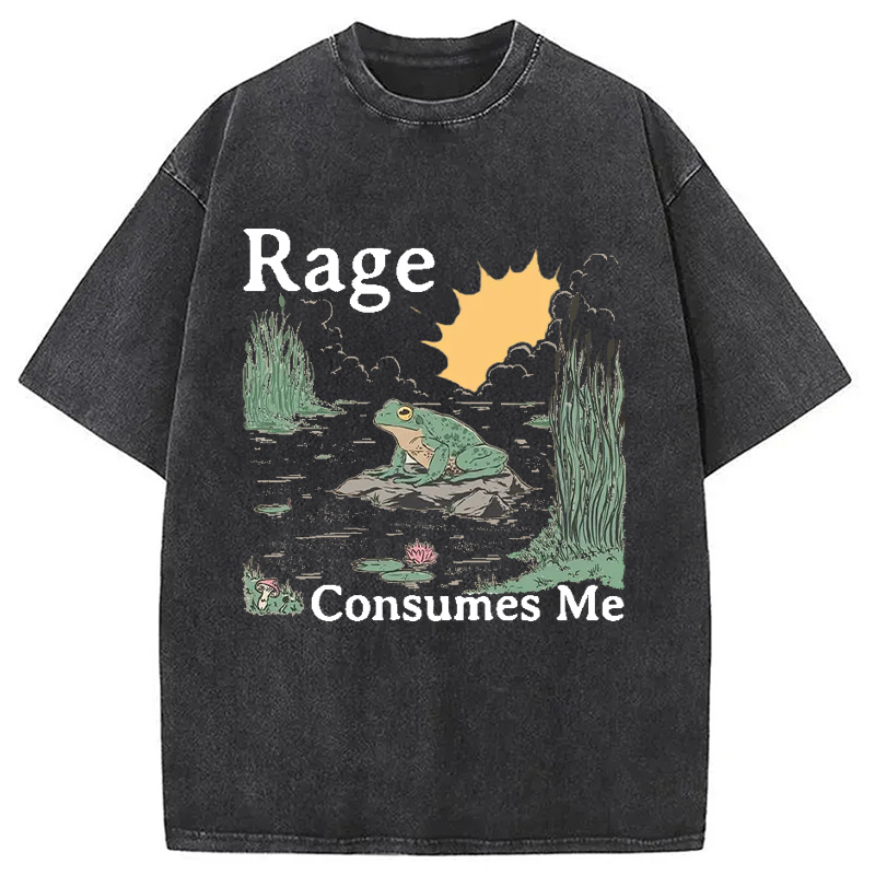 Modecanvas Rage Consumes Me Frog Pond Washed T-Shirt-modecanvas