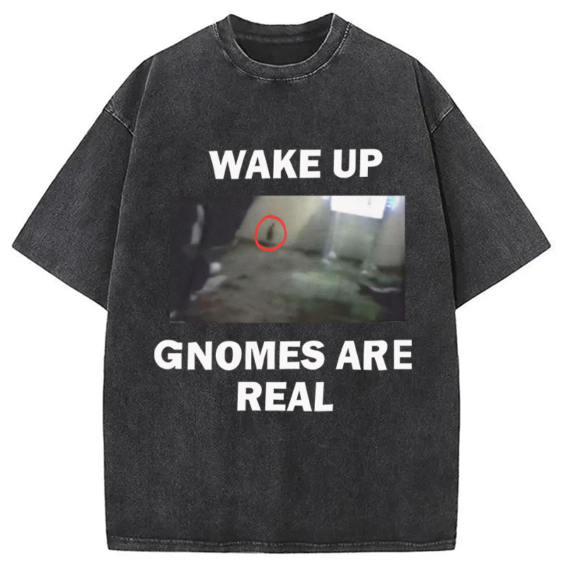 Modecanvas Wake Up Gnomes Are Real DTG Printing Washed T-Shirt