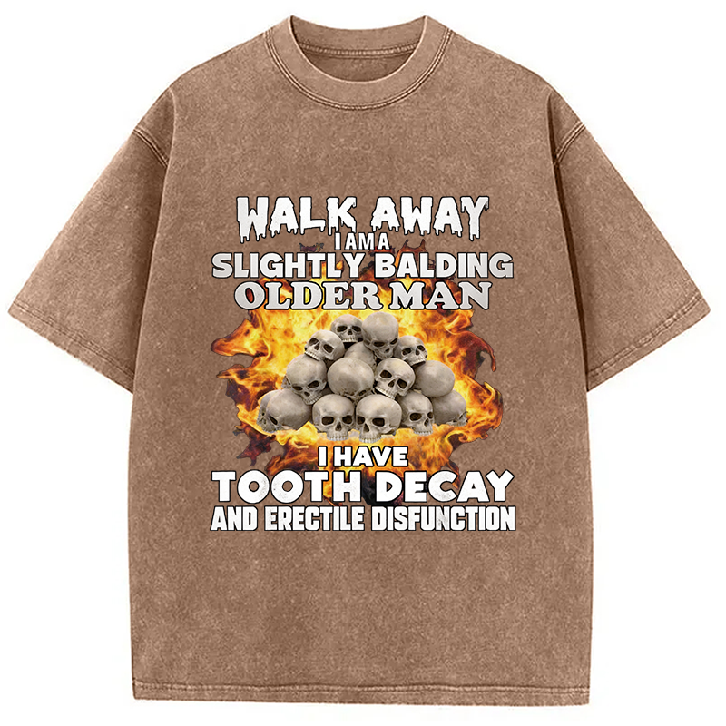 Modecanvas Walk Away Funny Skeleton Meme DTG Printing Washed T-Shirt-modecanvas