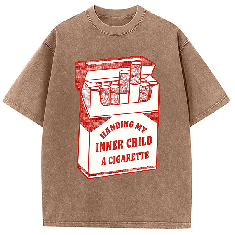 Modecanvas Inner Child Cigarette DTG Printing Washed T-Shirt