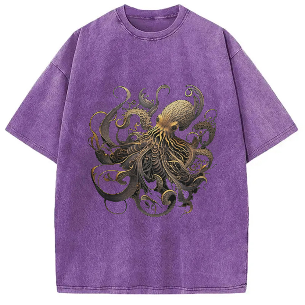 Modecanvas Golden Octopus Vintage Japanese Washed T-Shirt