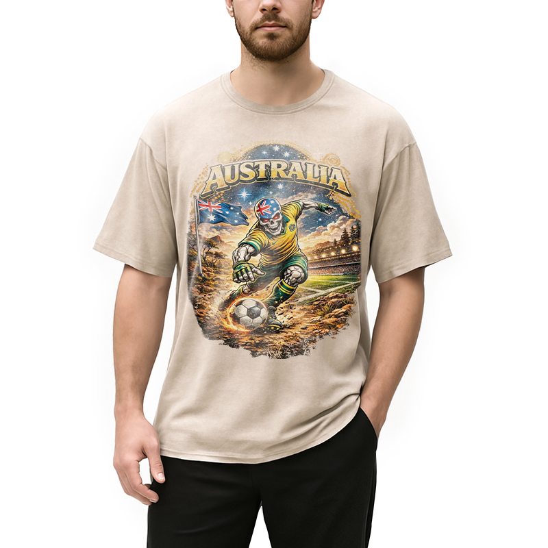 Modecanvas Australia Soccer DTG Printing Washed T-Shirt
