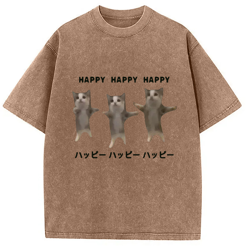 Modecanvas Dancing Cats Washed T-Shirt