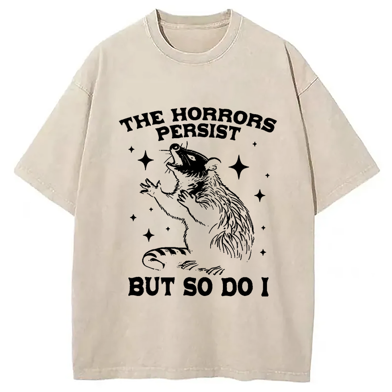 Modecanvas Funny Angry Opossum Possum Washed T-Shirt