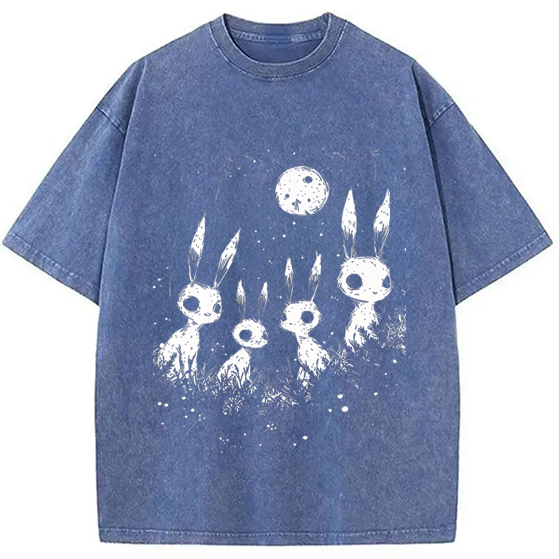 Modecanvas Weirdcore Bunny DTG Printing Washed T-Shirt-modecanvas