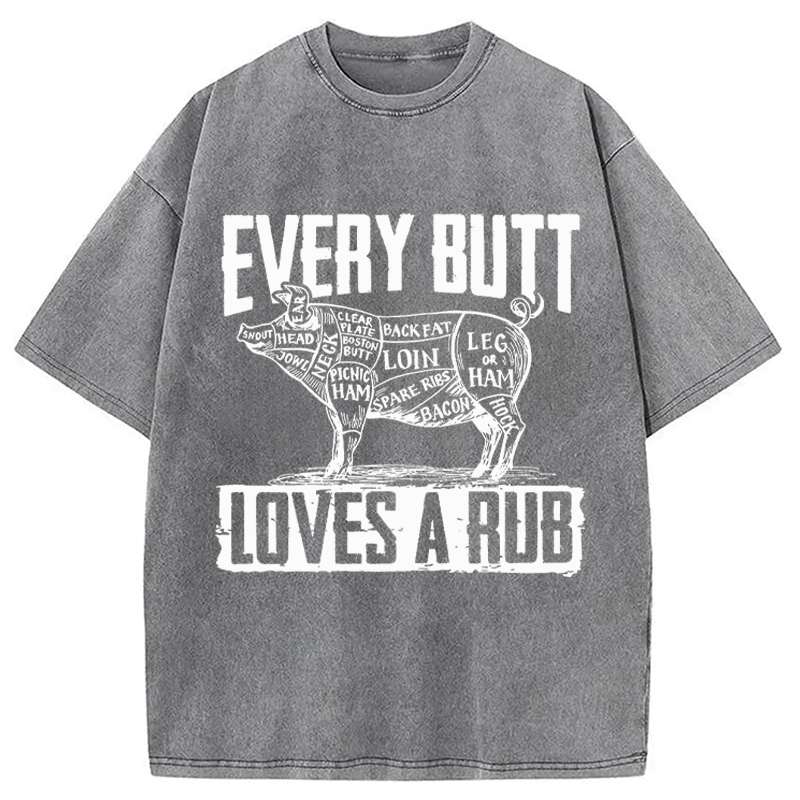 Modecanvas BBQ Pork Butt Rub Funny DTG Printing Washed T-Shirt
