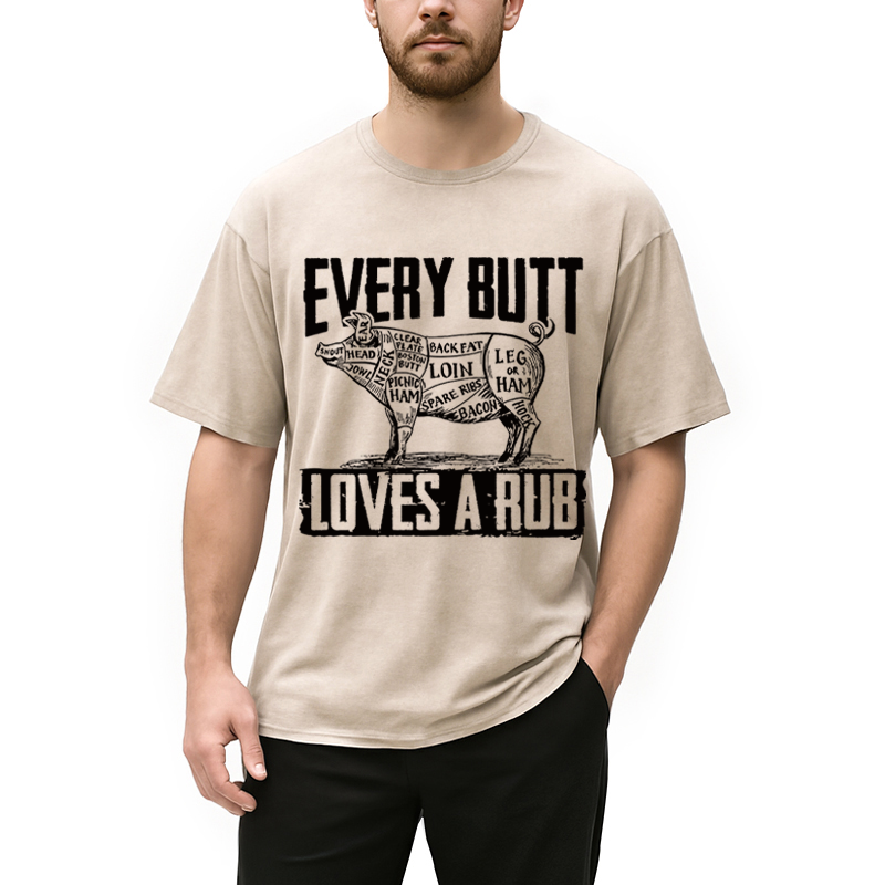 Modecanvas BBQ Pork Butt Rub Funny DTG Printing Washed T-Shirt