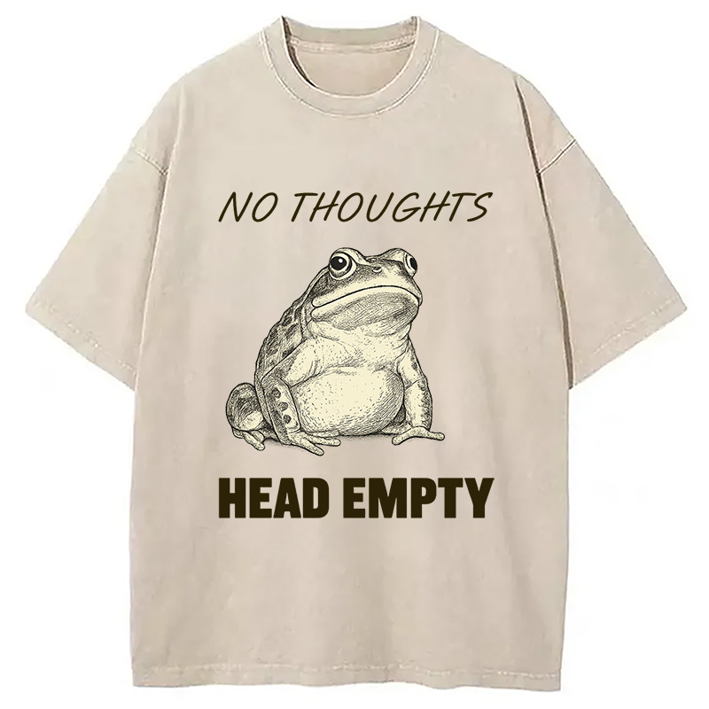 Modecanvas No Thoughts Frog Washed T-Shirt