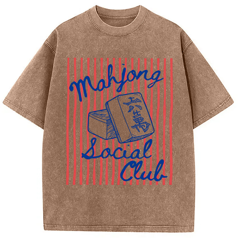 Modecanvas Mahjong Social Club DTG Printing Washed T-Shirt