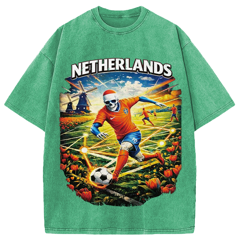 Modecanvas Holland Football DTG Printing Washed T-Shirt