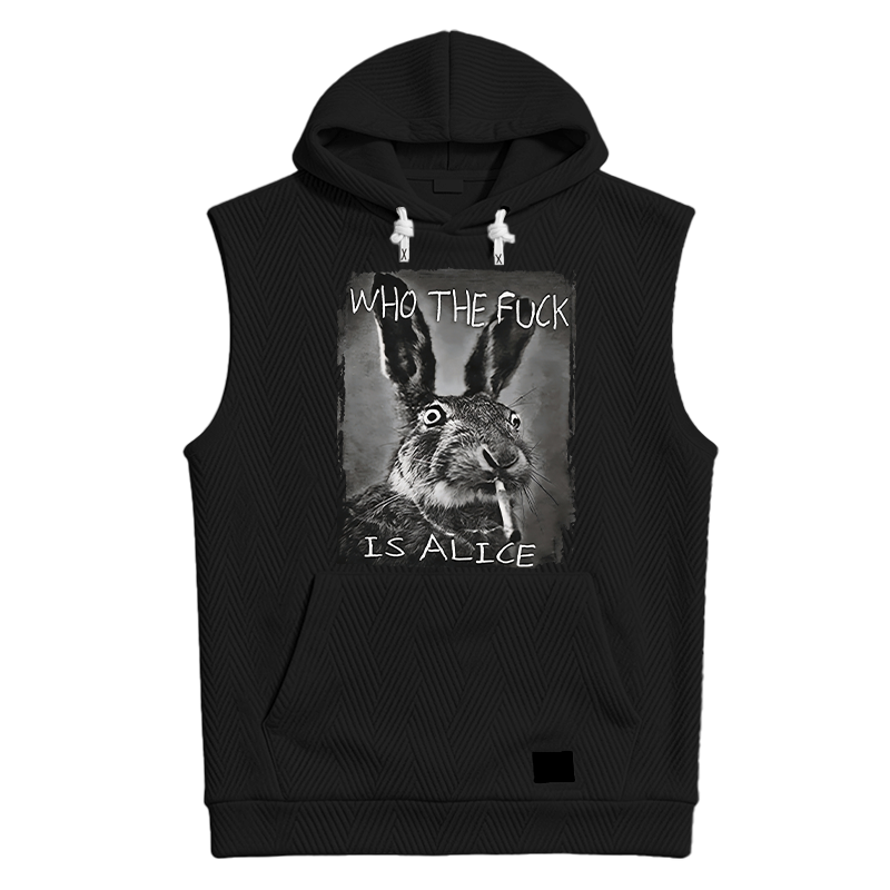 Modecanvas Who The F*ck Is Alice Rabbit Funny Hooded Tank