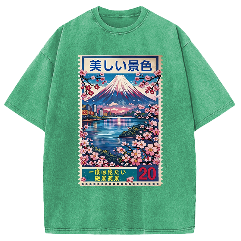 Modecanvas Springtime Scenery DTG Printing Washed T-Shirt