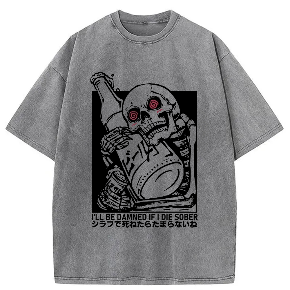 Modecanvas Wine Is Essential In Life Washed T-Shirt-modecanvas