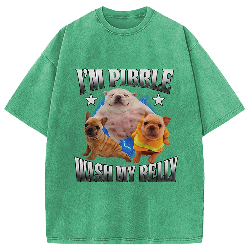 Modecanvas Im Pibble Wash My Belly Funny Dog DTG Printing Washed T-Shirt
