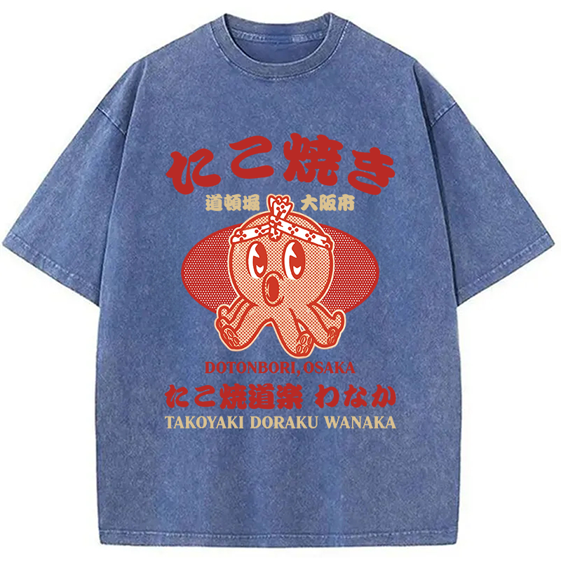 Modecanvas TAKOYAKI DORAKU WANAKA DTG Printing Washed T-Shirt