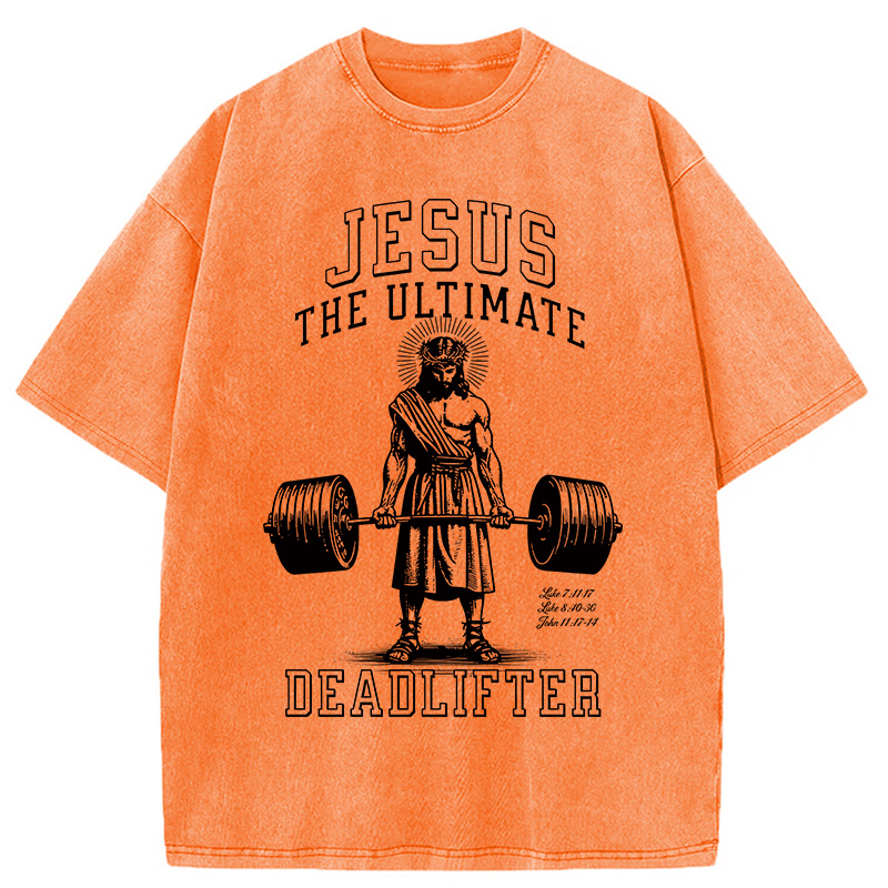 Modecanvas Jesus The Ultimate Deadlifter Christian Washed T-Shirt