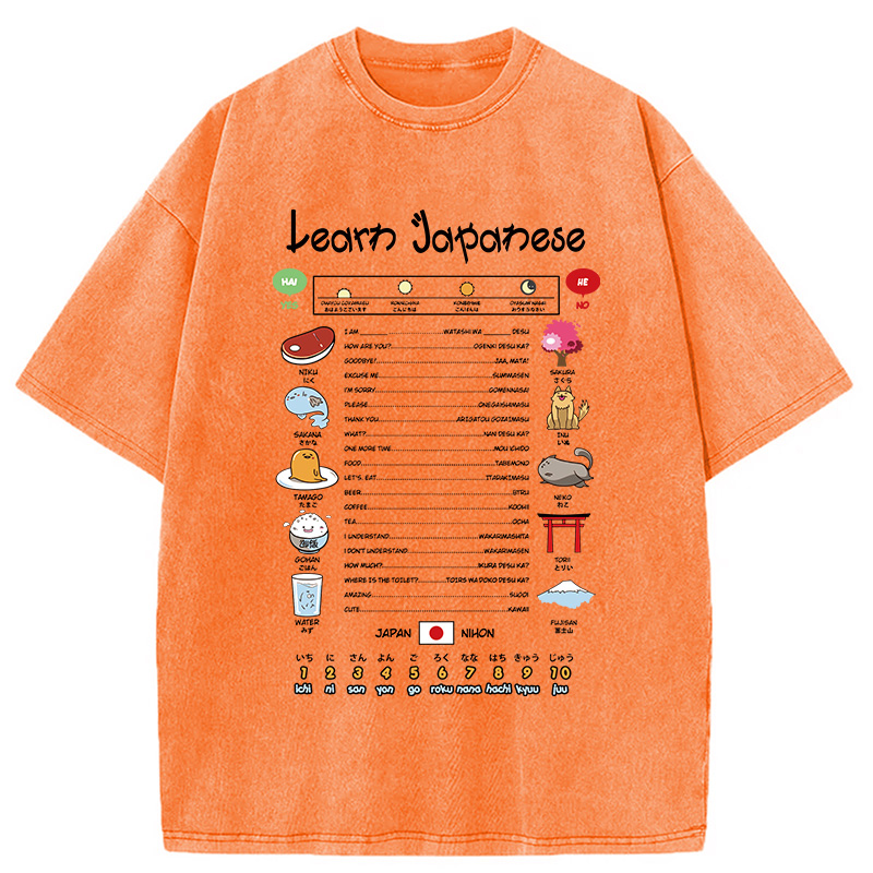 Modecanvas Learn Japanese Washed T-Shirt