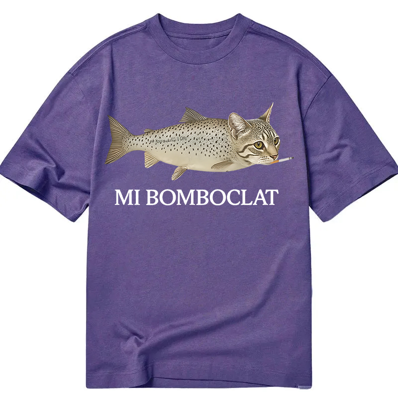 Modecanvas Bomboclat Fish Cat Meme DTG Printing Classic T-Shirt-modecanvas