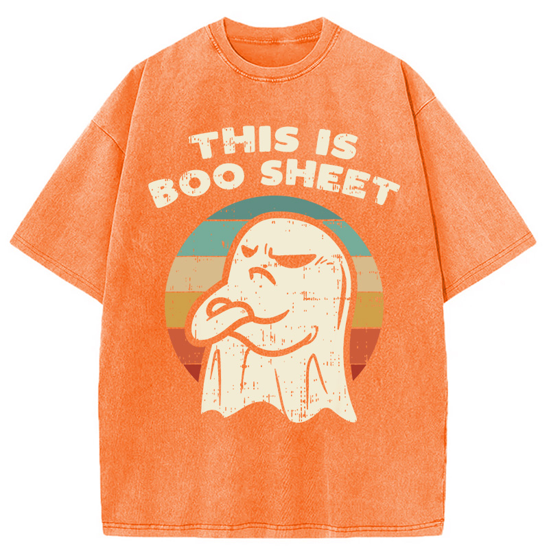 Modecanvas This Is Boo Sheet Ghost Retro Halloween Washed T-Shirt