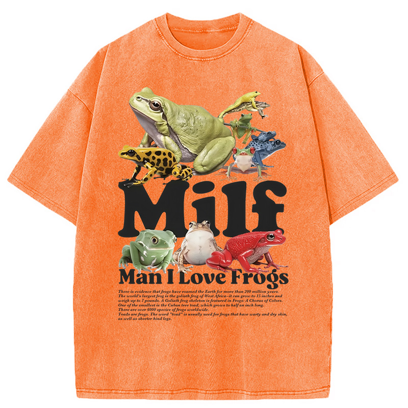 Modecanvas Man I Love Frogs Washed T-Shirt