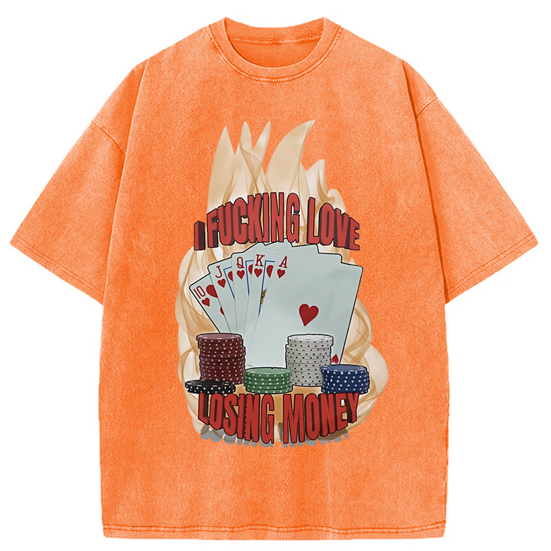 Modecanvas I Love Losing Money Washed T-Shirt-modecanvas