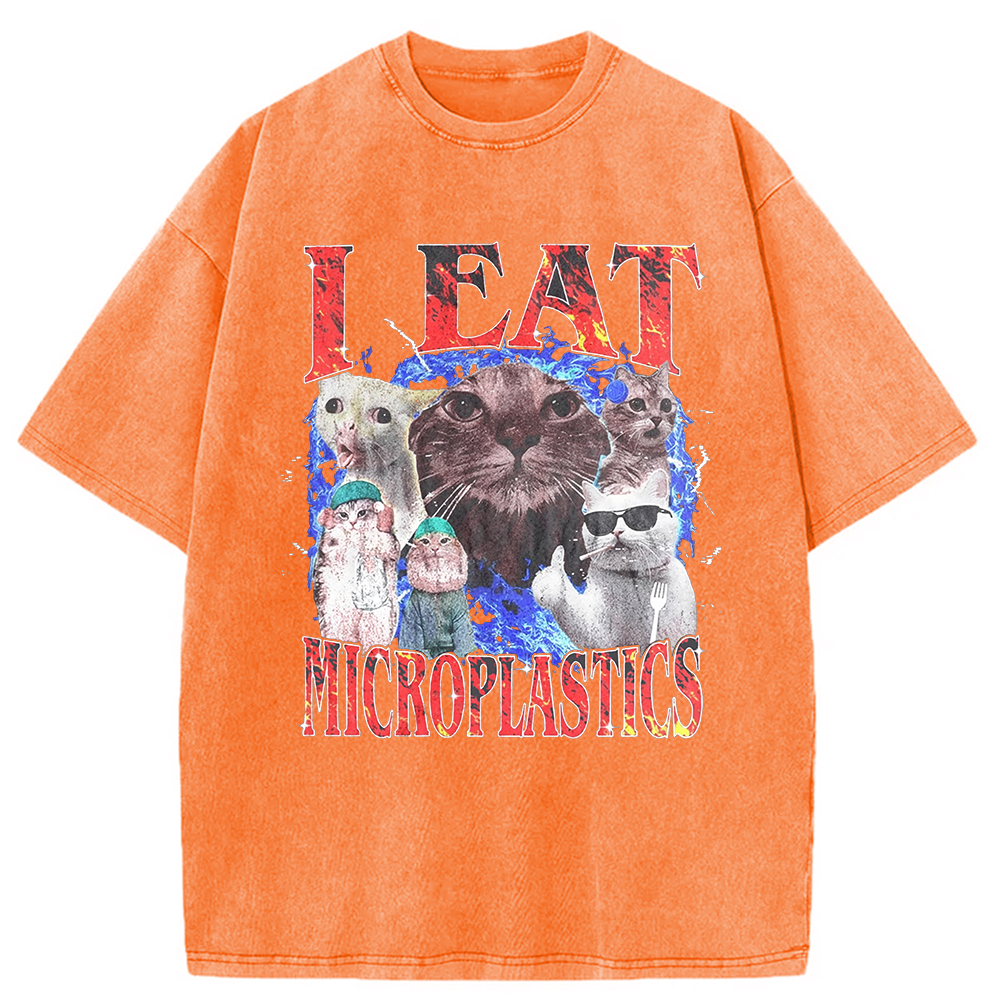 Modecanvas I Eat Microplastics Washed T-Shirt-modecanvas