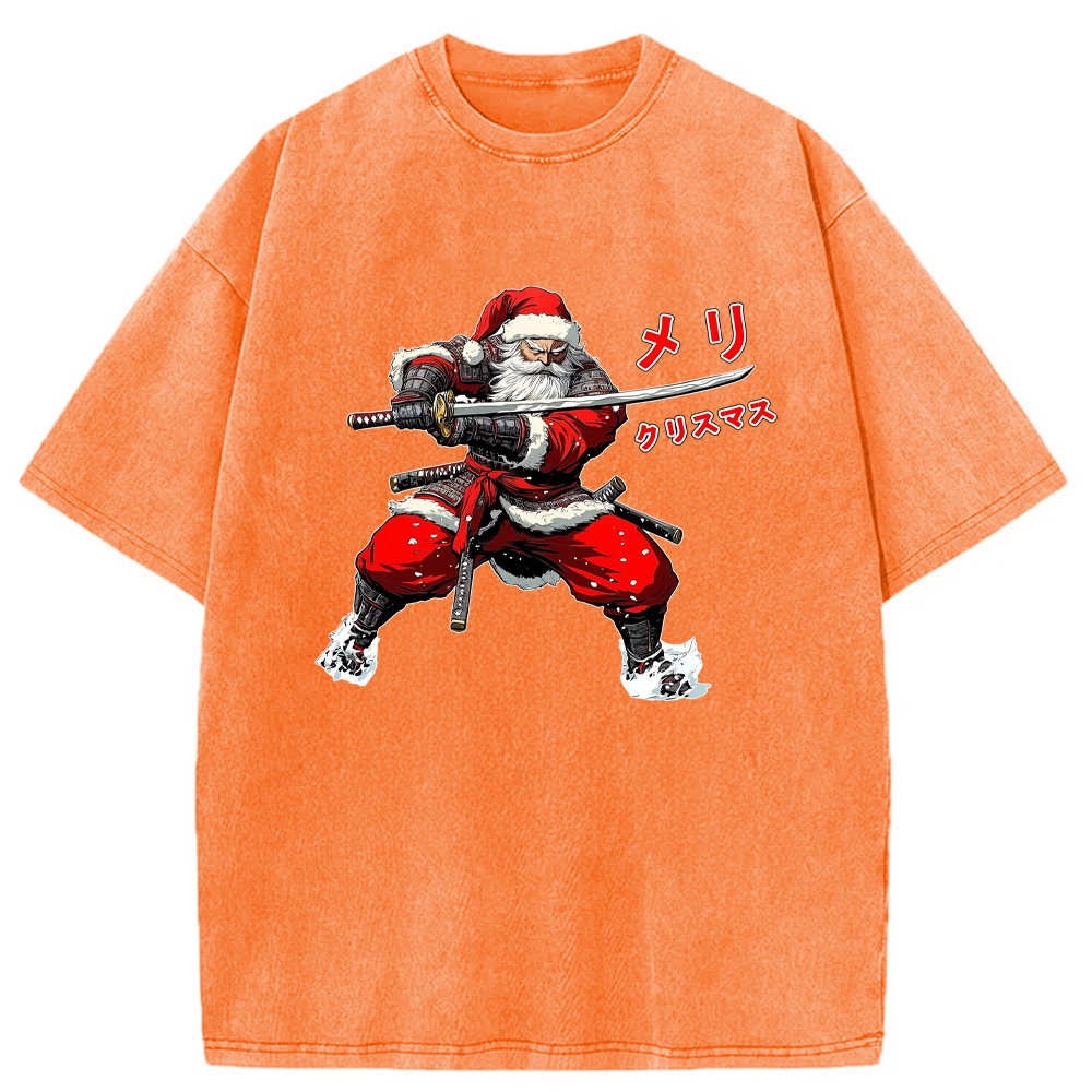 Modecanvas Samurai Santa Christmas Washed T-Shirt