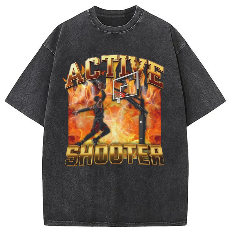 Modecanvas Elite Shooter Basketball Washed T-Shirt