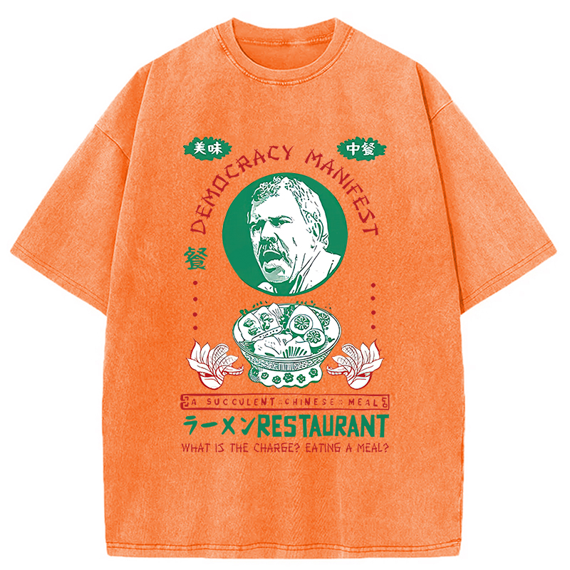 Modecanvas Delicious Chinese Food Washed T-Shirt-modecanvas