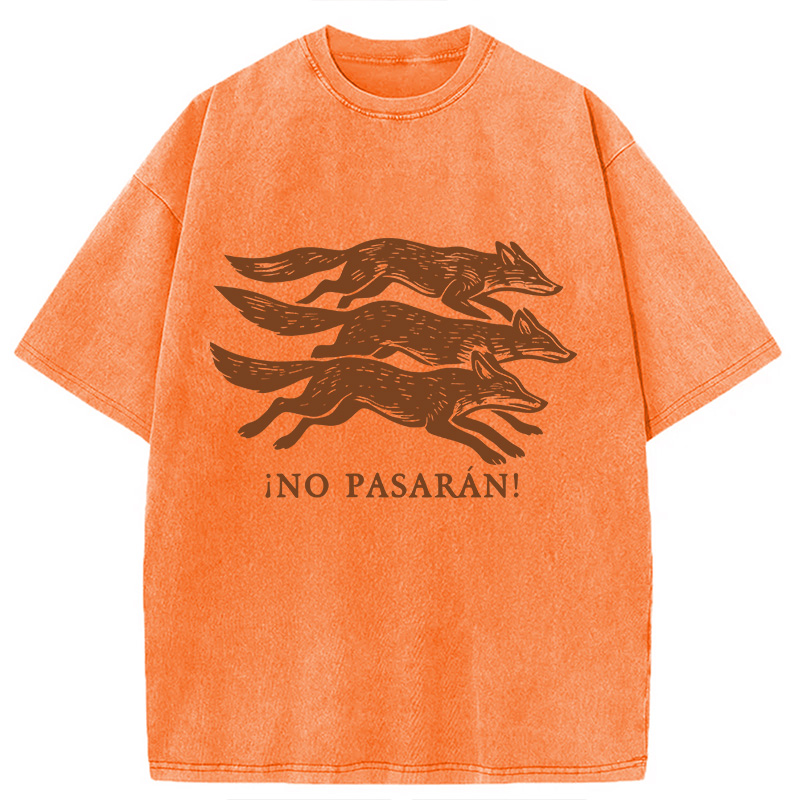 Modecanvas No Pasaran! Anti-Fascist Fox DTG Printing Washed T-Shirt