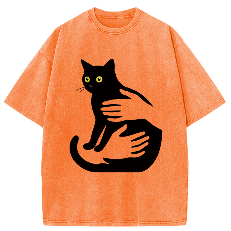 Modecanvas Hug A Black Cat Washed T-Shirt
