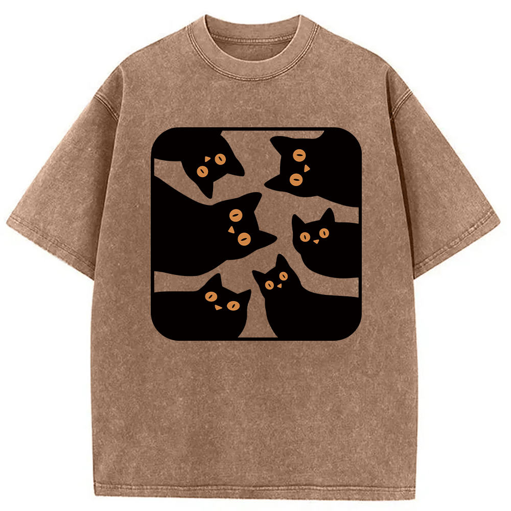 Modecanvas Cats Are Watching Washed T-Shirt