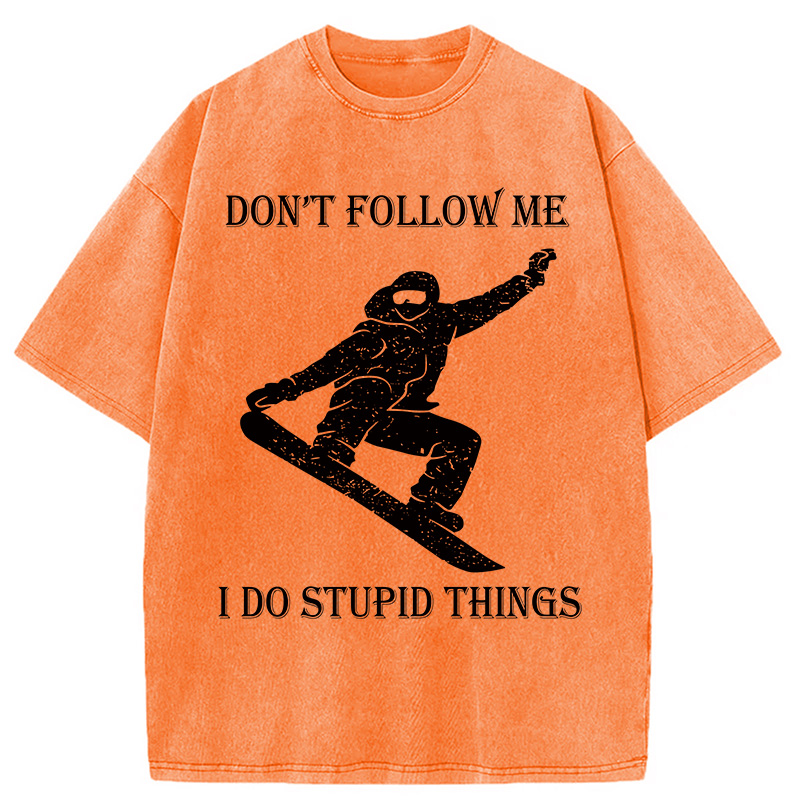 Modecanvas Winter Extreme Sports Skiing Washed T-Shirt