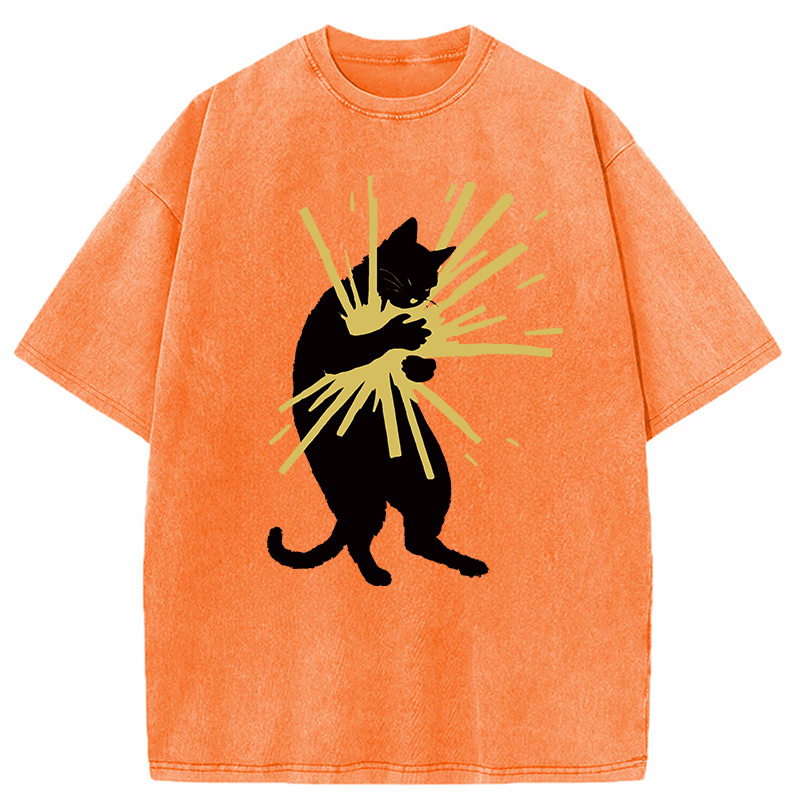 Modecanvas Cat Holding Light Washed T-Shirt