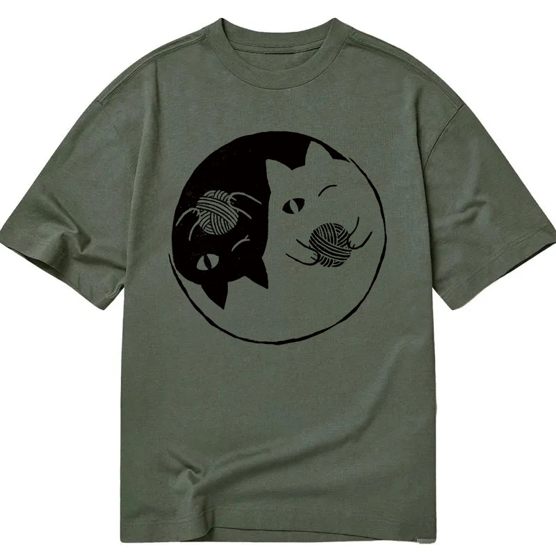 Modecanvas Yin Yarn Cat DTG Printing Classic T-Shirt-modecanvas