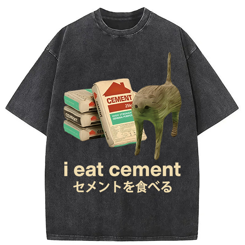 Modecanvas I Eat Cement Washed T-Shirt-modecanvas